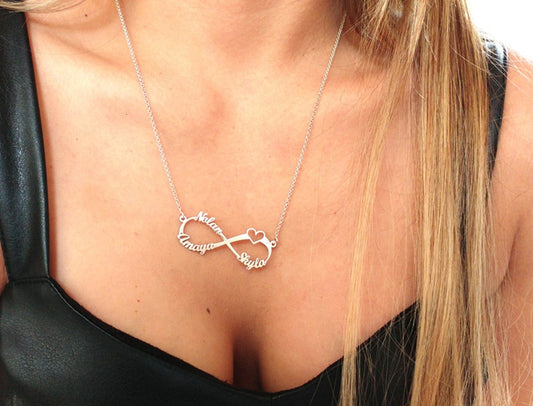 Collier Infini - Personnalisable - Jusqu'à 8 Noms.