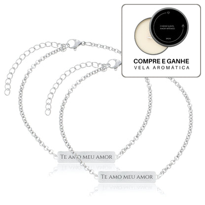 KIT Pulseira Plaquinha Personalizada - Aço Inoxídável