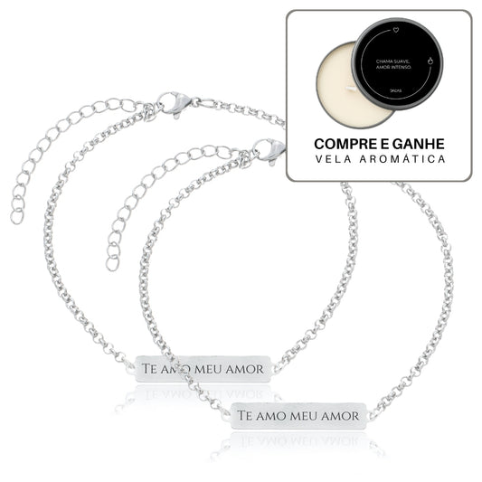 KIT Pulseira Plaquinha Personalizada - Aço Inoxídável
