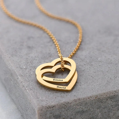 Customizable Heart Necklace - Laser Engraving - Gold Plated