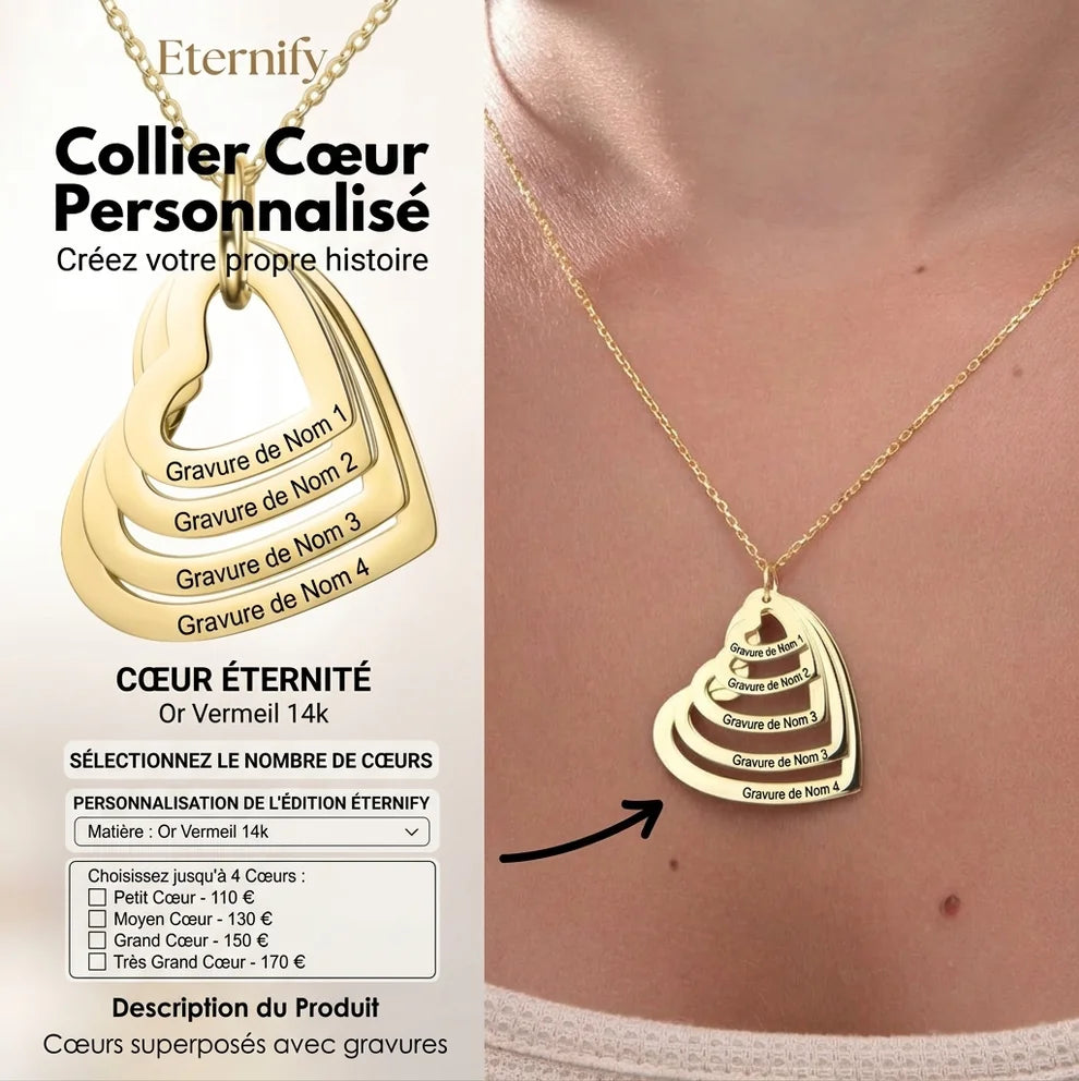 Collier Mes Cœurs Personnalisable - Gravure au Laser - Offre Spéciale ! ♥