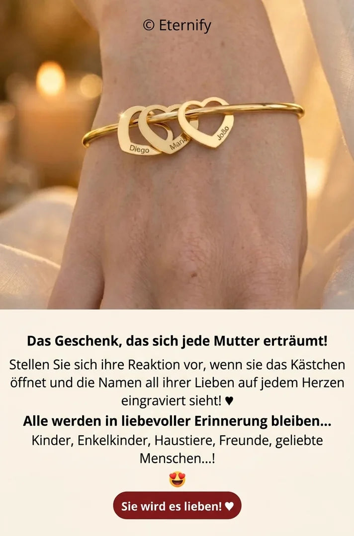 Armband Meine Herzen - Personalisierbar | Lasergravur - Gravieren Sie die Namen Ihrer Familie! — Spezielle Muttertagsaktion ♥