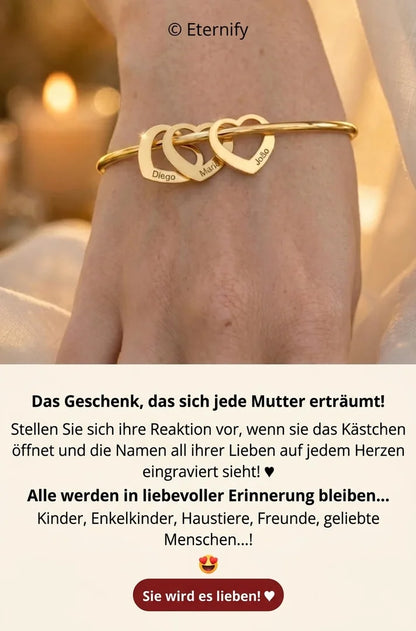 Armband Meine Herzen - Personalisierbar | Lasergravur - Gravieren Sie die Namen Ihrer Familie! — Spezielle Muttertagsaktion ♥