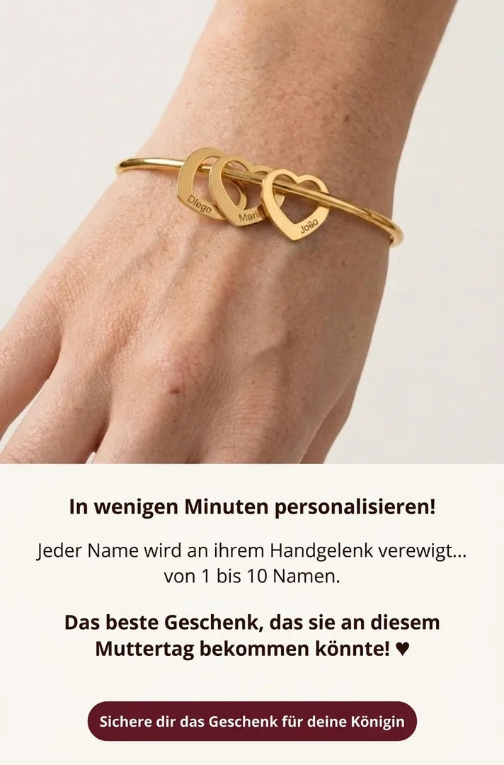 Armband Meine Herzen - Personalisierbar | Lasergravur - Gravieren Sie die Namen Ihrer Familie! — Spezielle Muttertagsaktion ♥