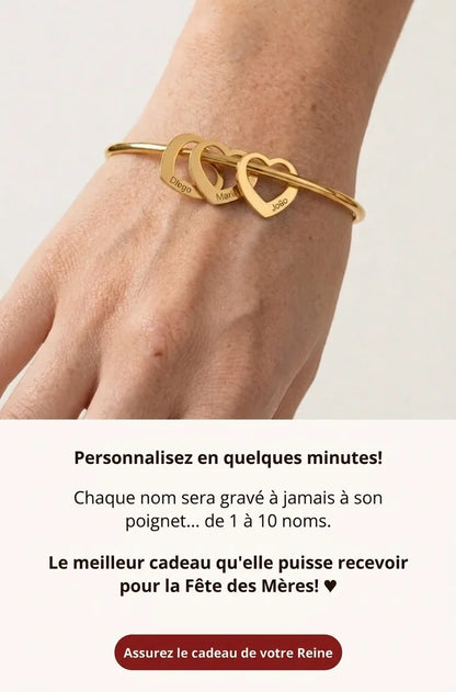 Bracelet Mes Cœurs - Personnalisable | Gravure Laser - Gravez les Noms de votre Famille ! — Offre Spéciale Fête des Mères ♥