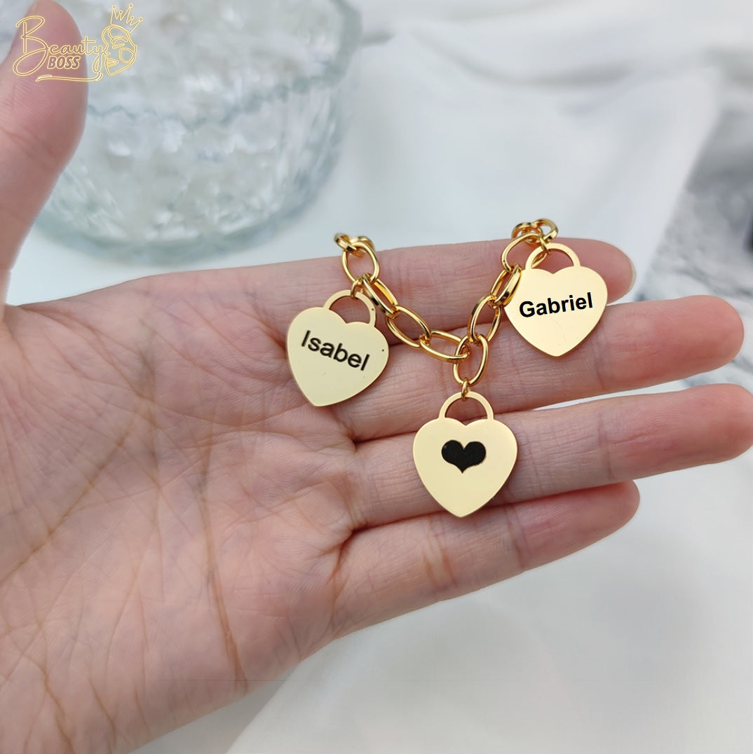 Life Hearts Bracelet - Customizable - Laser Engraved - Stainless Steel | Special Offer! ♥